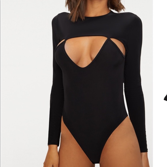 PrettyLittleThing Tops - Black slinky cut out bodysuit